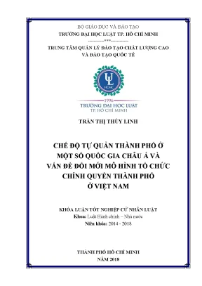 Chế độ tự quản thành phố ở một số quốc gia châu á và vấn đề đổi mới mô hình tổ chức chính quyền thành phố ở việt nam