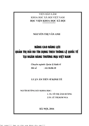 Nâng cao năng lực quản trị rủi ro tín dụng theo thông lệ quốc tế tại ngân hàng thương mại việt nam