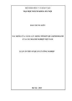 Tác động của năng lực động tới kết quả kinh doanh của các doanh nghiệp việt nam