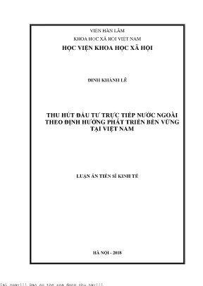 Thu hút đầu tư trực tiếp nước ngoài theo định hướng phát triển bền vững tại việt nam