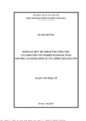 Đánh giá mức độ thích ứng công việc của sinh viên tốt nghiệp ngành kế toán trường cao đẳng kinh tế tài chính thái nguyên