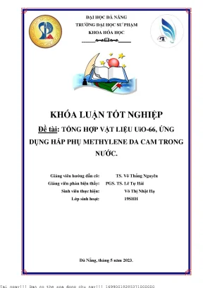 Tổng hợp vật liệu uio 66 ứng dụng hấp phụ methylene da cam trong nước