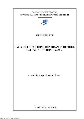 Các yếu tố tác động đến doanh thu thuế tại các nước đông nam á