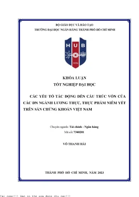 Các yếu tố tác động đến cấu trúc vốn của các doanh nghiệp ngành lương thực thực phẩm niêm yết trên sàn chứng khoán việt nam 2023