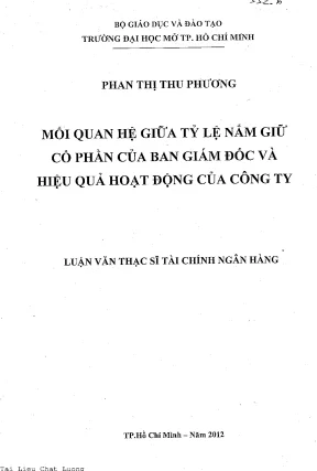 Mối quan hệ giữa tỷ lệ nắm giữ cổ phần của ban giám đốc và hiệu quả hoạt động của công ty