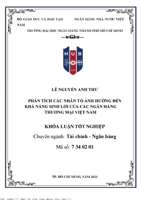 Phân tích các nhân tố tác động đến khả năng sinh lời của các ngân hàng thương mại việt nam 2023