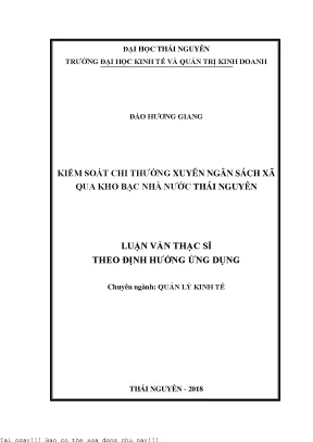 Kiểm soát chi thường xuyên ngân sách xã qua kho bạc nhà nước thái nguyên