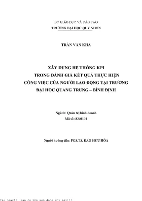 Xây dựng hệ thống kpi trong đánh giá kết quả thực hiện công việc của người lao động tại trường đại học quang trung bình định