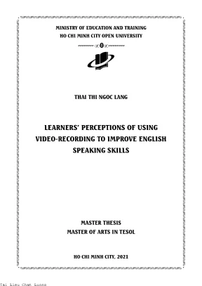 Learners perceptions of using video recording to improve english speaking skills thai thi ngoc lang nguyen vu phuong supervisor