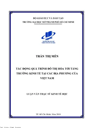 Tác động của đô thị hóa tới tăng trưởng kinh tế tại các địa phương của việt nam