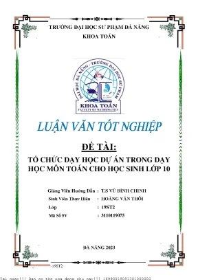 Tổ chức dạy học dự án trong dạy học môn toán cho học sinh lớp 10
