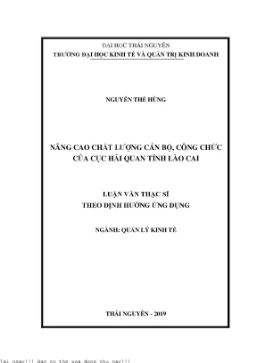Nâng cao chất lượng cán bộ công chức của cục hải quan tỉnh lào cai