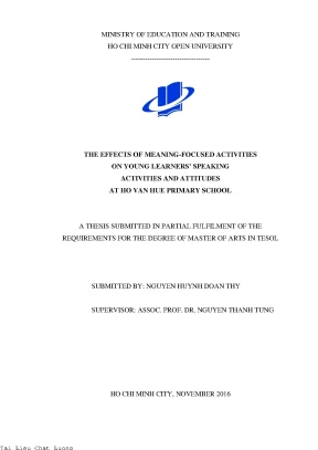 The effects of meaning activities on young learners speaking activities and attitudes at ho van hue primary school