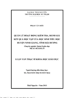 Quản lý hoạt động kiểm tra đánh giá kết quả học tập của học sinh tiểu học huyện ninh giang tỉnh hải dương