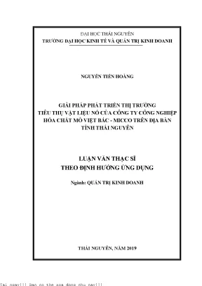 Giải pháp phát triển thị trường tiêu thụ vật liệu nổ của công ty công nghiệp hóa chất mỏ việt bắc micco trên địa bàn tỉnh thái nguyên