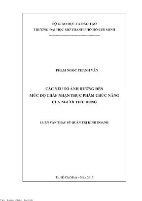 Các yếu tố ảnh hưởng đến mức độ chấp nhận thực phẩm chức năng của người tiêu dùng