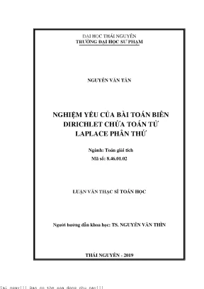 Nghiệm yếu của bài toán biên dirichlet chứa toán tử laplace phân thứ