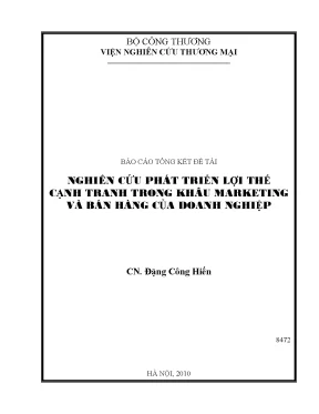 Nghiên cứu phát triển lợi thế cạnh tranh trong khâu marketing và bán hàng của doanh nghiệp