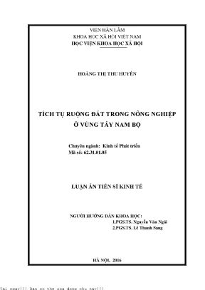 Tích tụ ruộng đất trong nông nghiệp ở vùng tây nam bộ