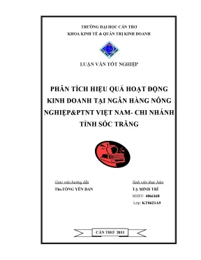 Phân tích hiệu quả hoạt động kinh doanh tại ngân hàng nông nghiệp ptnt việt nam chi nhánh tỉnh sóc trăng