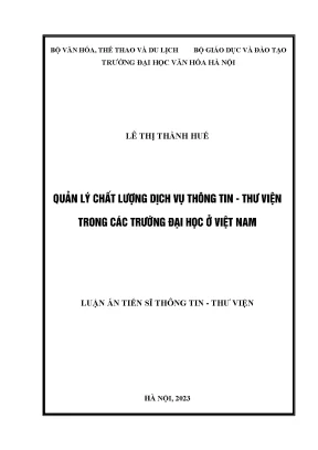Quản lý chất lượng dịch vụ thông tin thư viện trong các trường đại học ở việt nam