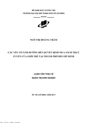 Các yếu tố ảnh hưởng đến quyết định mua sách trực tuyến của giới trẻ tại thành phố hồ chí minh