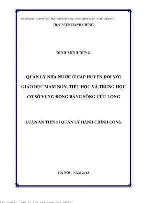 Quản lý nhà nước ở cấp huyện đối với giáo dục mầm non tiểu học và trung học cơ sở vùng đồng bằng sông cửu long
