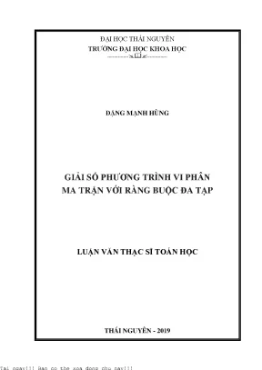Giải số phương trình vi phân ma trận với ràng buộc đa tạp