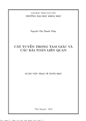 Cát tuyến trong tam giác và các bài toán liên quan