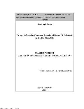 Factors influencing customers behavior of butter oil substitute bos in ho chi minh city