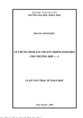 Về chứng minh giả thuyết erdös szekeres cho trường hợp n 6