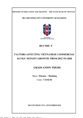Factors affecting vietnamese commercial banks deposit growth from 2012 to 2020 2022