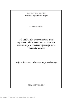 Tổ chức bồi dưỡng năng lực dạy học tích hợp cho giáo viên trung học cơ sở huyện hiệp hòa tỉnh bắc giang