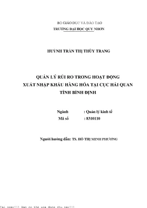 Quản lý rủi ro trong hoạt động xuất nhập khẩu hàng hóa tại cục hải quan tỉnh bình định