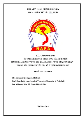 Quyền tham gia quản lý nhà nước của công dân trong bối cảnh chuyển đổi số ở việt nam hiện nay