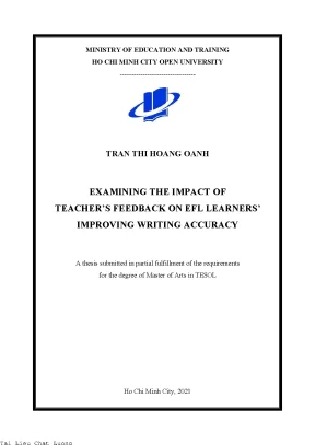 Examing the inpact of teachers feedback on efl learners improving writing accuracy tran thi hoang oanh nguyen vu phuong supervisor