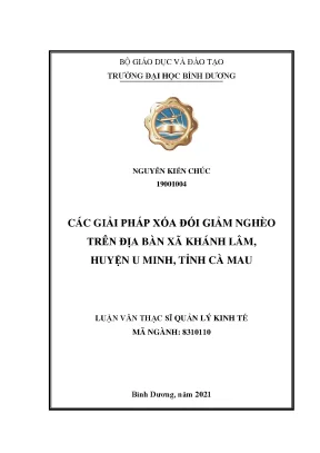 Các giải pháp xóa đói giảm nghèo trên địa bàn xã khánh lâm huyện u minh tỉnh cà mau