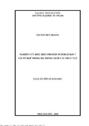 Nghiên cứu biểu hiện protein interleukin 7 tái tổ hợp trong hệ thống nuôi cấy thực vật