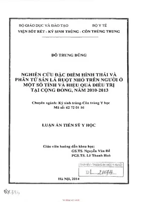 Nghiên cứu đặc điểm hình thái và phân tử sán lá ruột nhỏ trên người ở một số tỉnh và hiệu quả điẻu trị tại cộng đồng năm 2010 2013