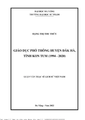 Giáo dục phổ thông huyện đăk hà tỉnh kon tum 1994 2020