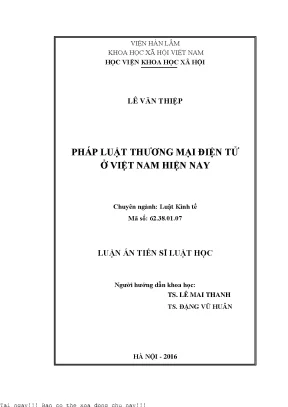 Pháp luật thương mại điện tử ở việt nam hiện nay