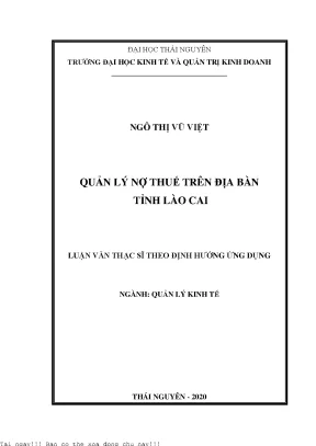 Quản lý nợ thuế trên địa bàn tỉnh lào cai