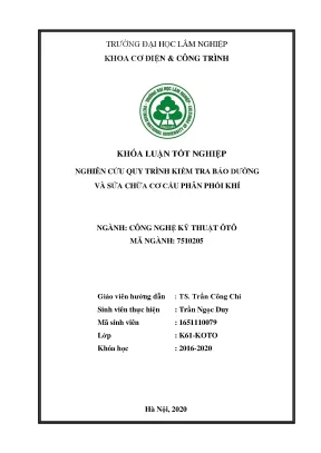 Nghiên cứu quy trình bảo kiểm tra bảo dưỡng và sửa chữa cơ cấu phân phối khí