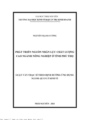 Phát triển nguồn nhân lực chất lượng cao ngành nông nghiệp ở tỉnh phú thọ