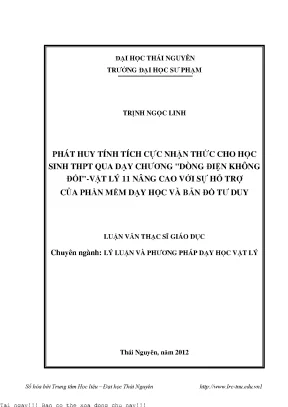 Phát huy tính tích cực nhận thức cho hoc sinh thpt qua dạy chương