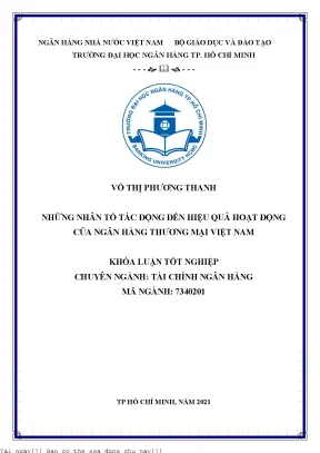 Những nhân tố tác động đến hiệu quả hoạt động của ngân hàng thương mại việt nam 2021