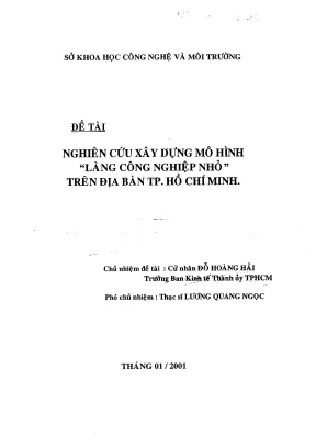 Nghiên cứu xây dựng mô hình làng công nghiệp nhỏ trên địa bàn tp hồ chí minh