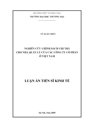 Nghiên cứu chính sách chi trả cho nhà quản lý của các công ty cổ phần ở việt nam
