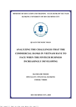 Analyzing the challenges that the commercial banks in vietnam have to face when the fintech business increasingly developing 2018
