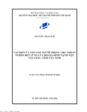 Vai trò của vốn con người trong việc thoát nghèo bền vững của hộ gia đình tại huyện tân châu tỉnh tây ninh
